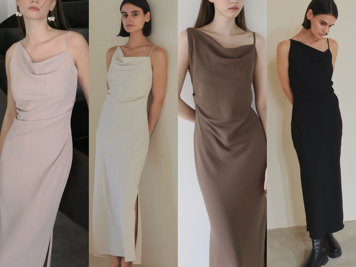 asymmetry drape cami dress
