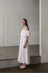 flare top off shoulder dress