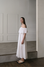 flare top off shoulder dress