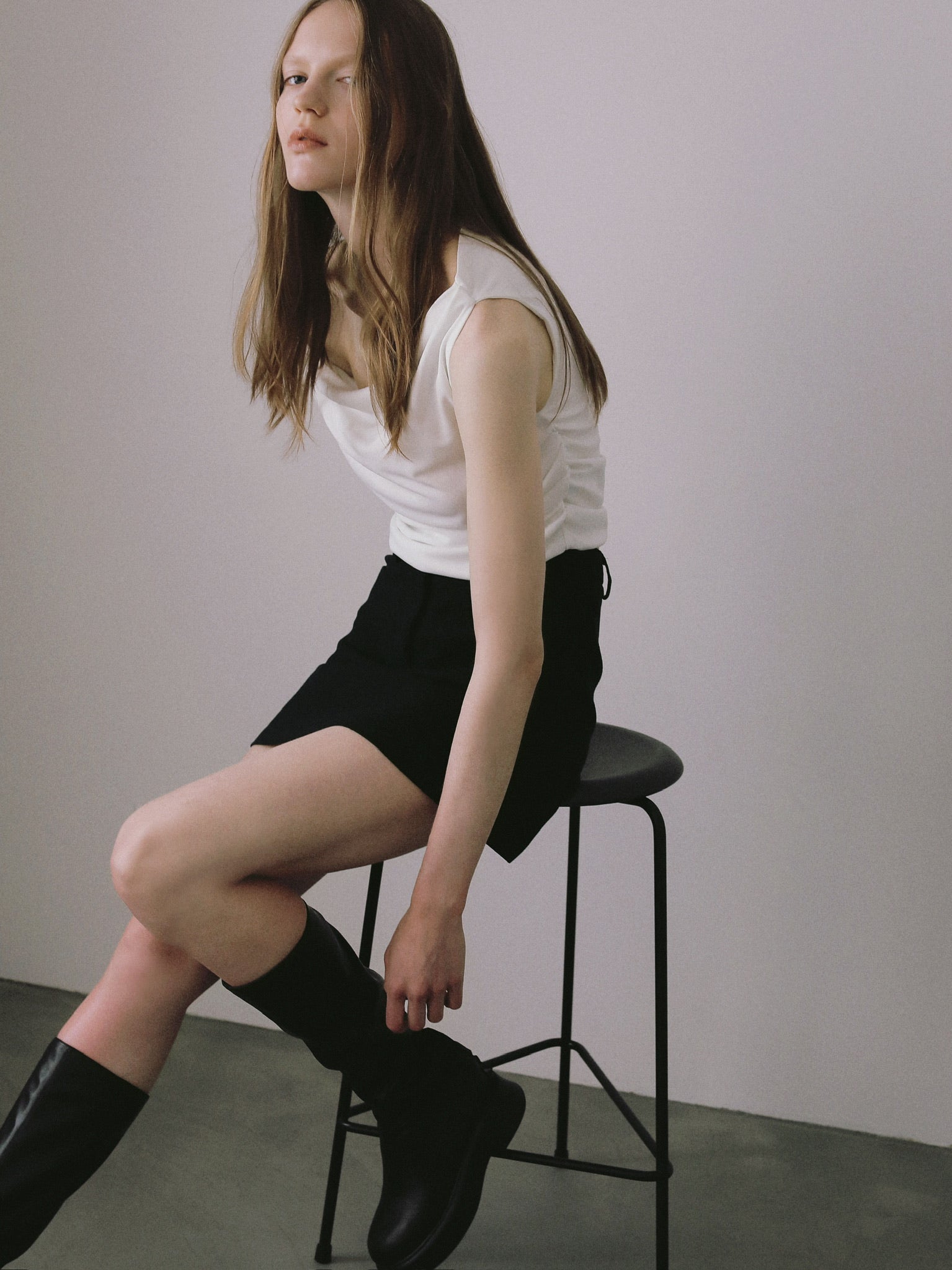 fluid drape neck top