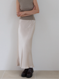 silky satin long skirt