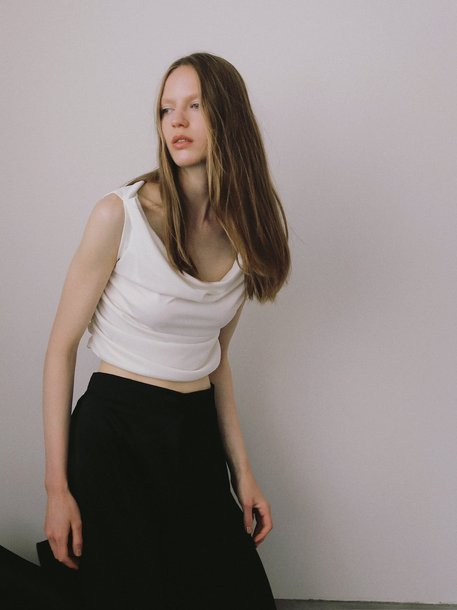 fluid drape neck top