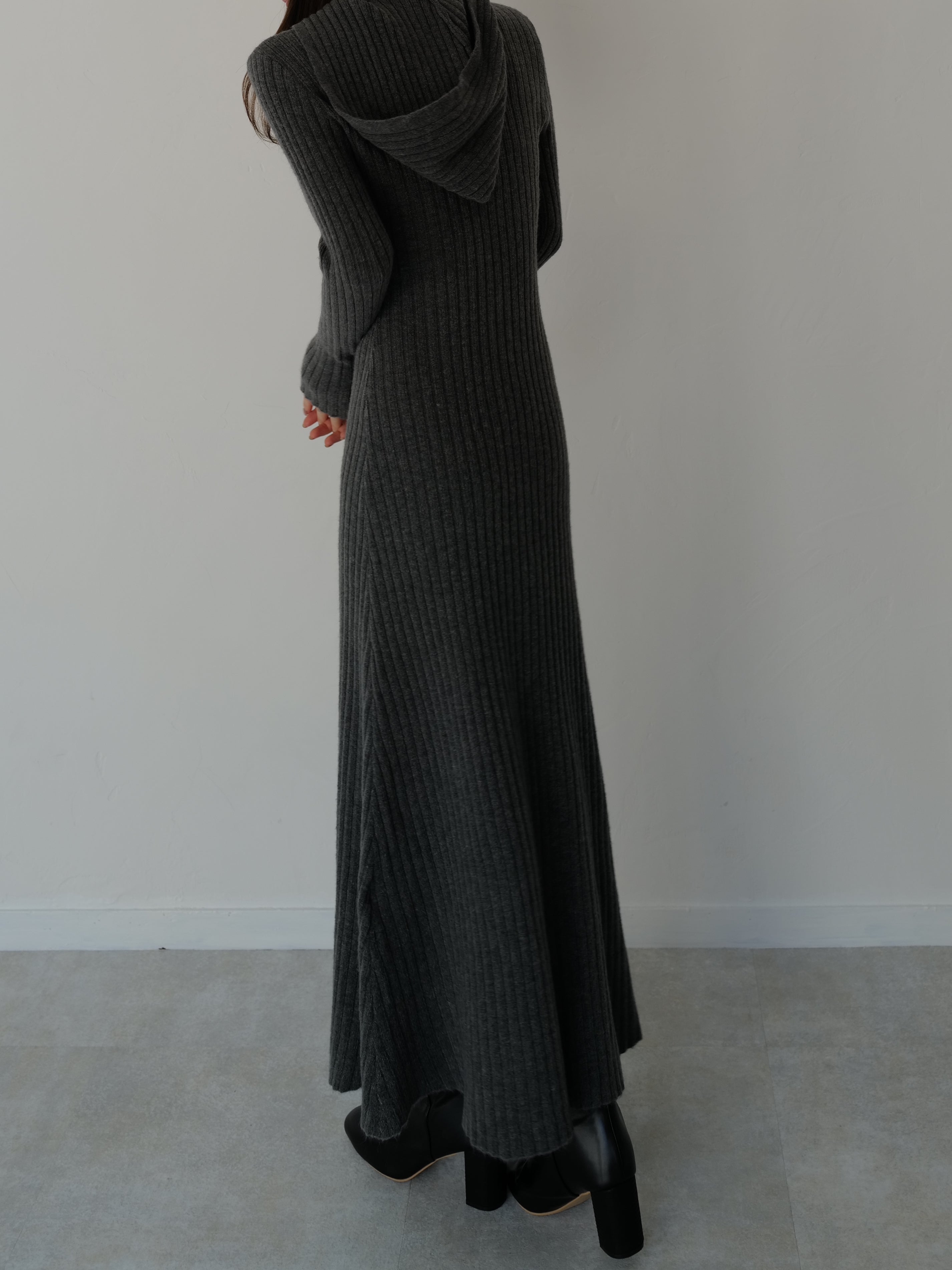ワンピース maison celon hoodie rib knit dress hoodie rib knit dress – célon