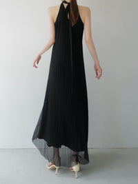 tulle pleats halter dress