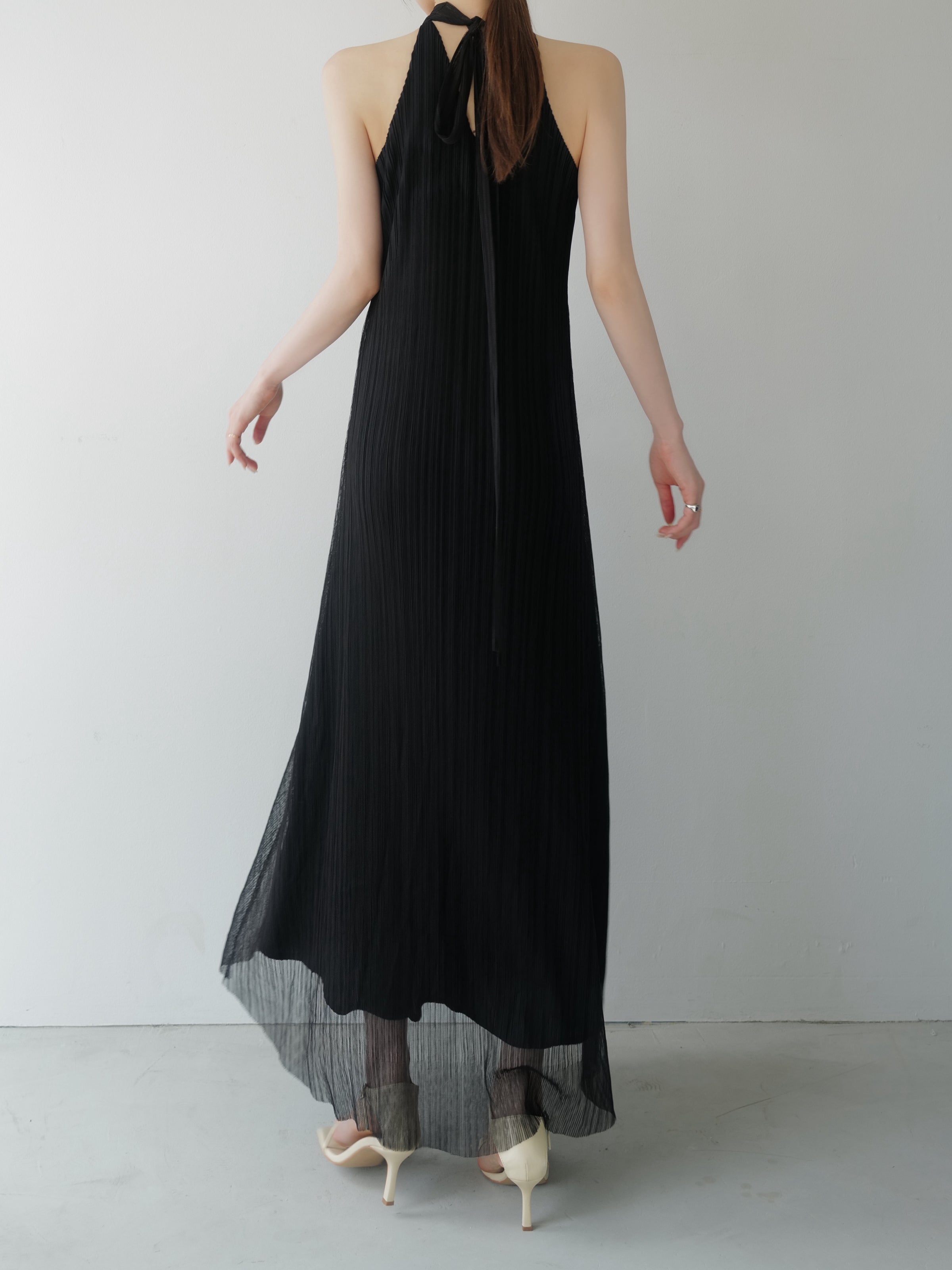 tulle pleats halter dress