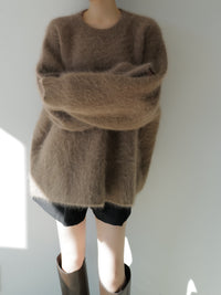 round neck angora knit