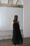 pleated halter maxi dress