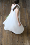 pleated halter maxi dress