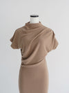 mock neck drape dress