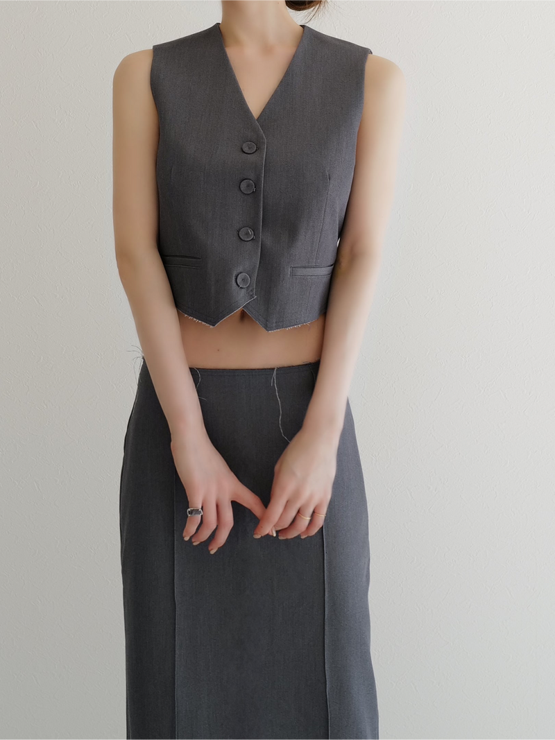 raw hem single vest