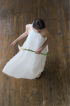 pleated halter maxi dress