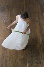pleated halter maxi dress