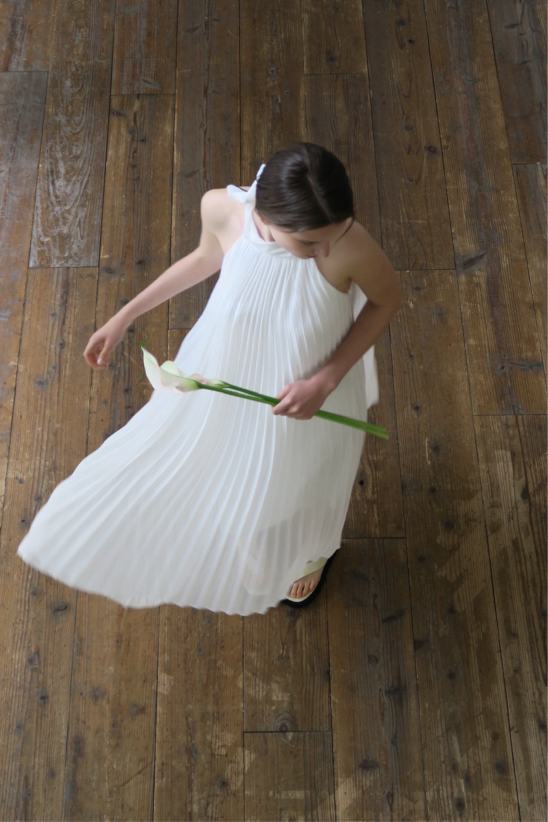 pleated halter maxi dress