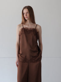 lace layered satin cami blouse
