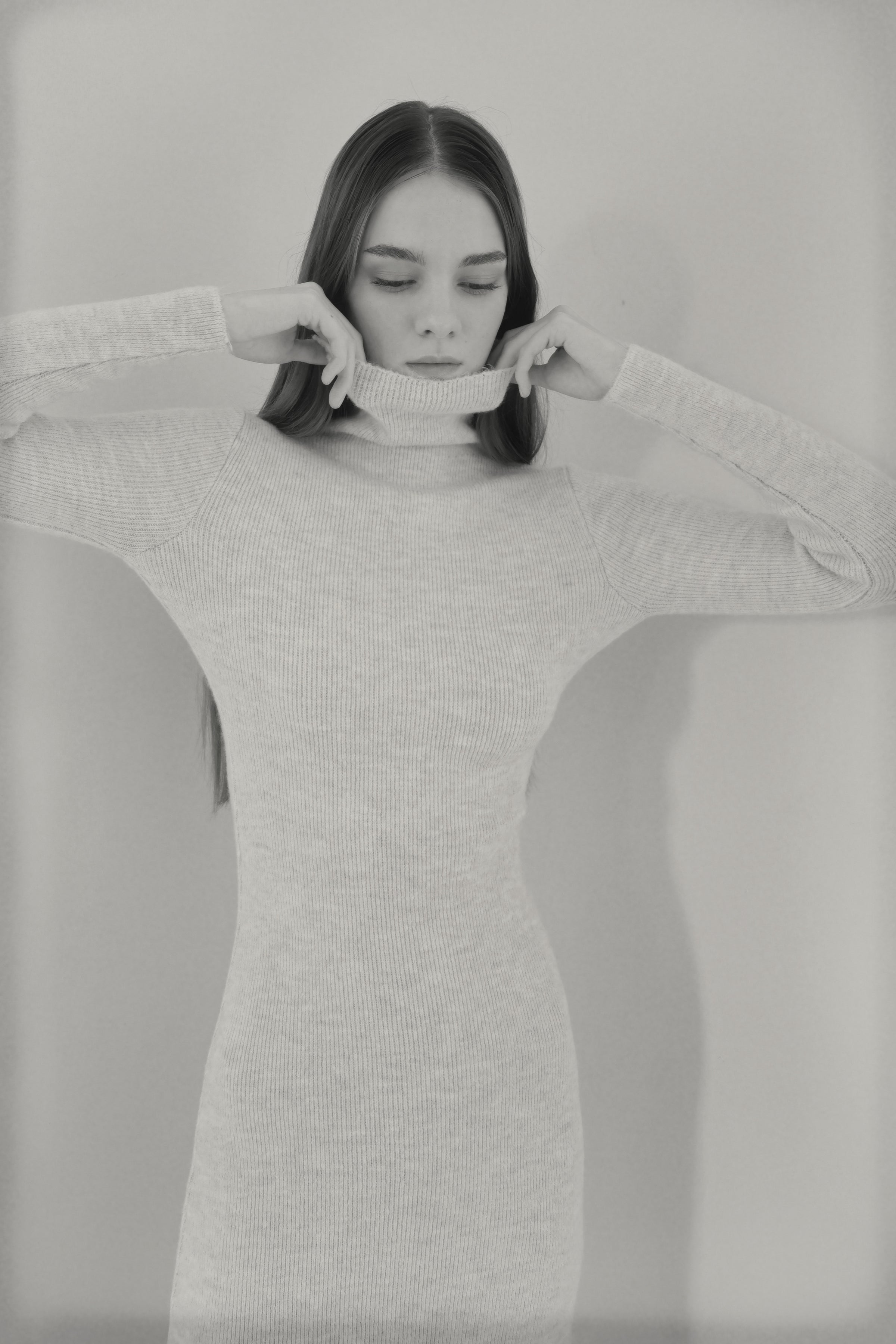 angora knit long dress