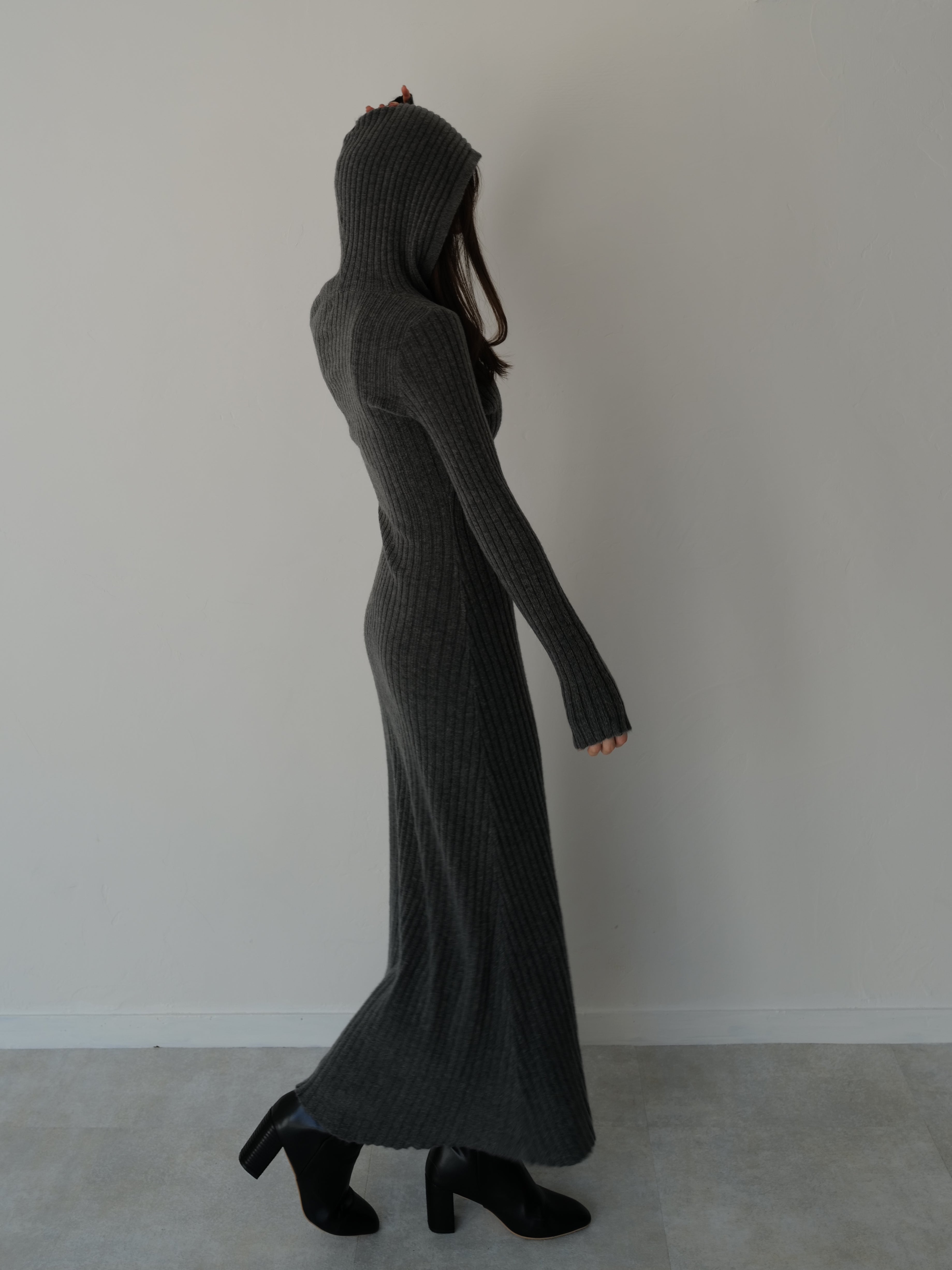 hoodie rib knit dress – célon