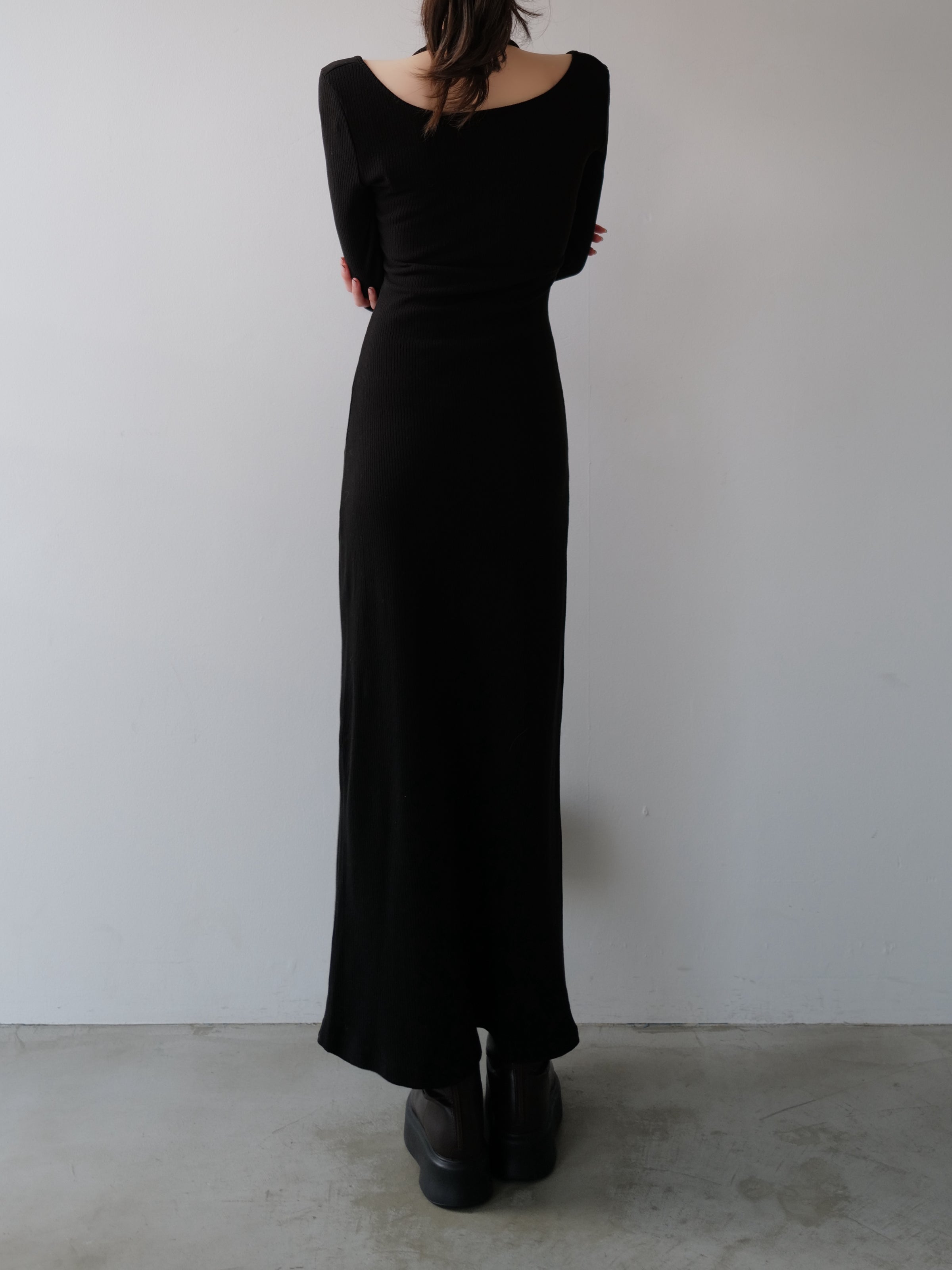 front cross rib knit dress