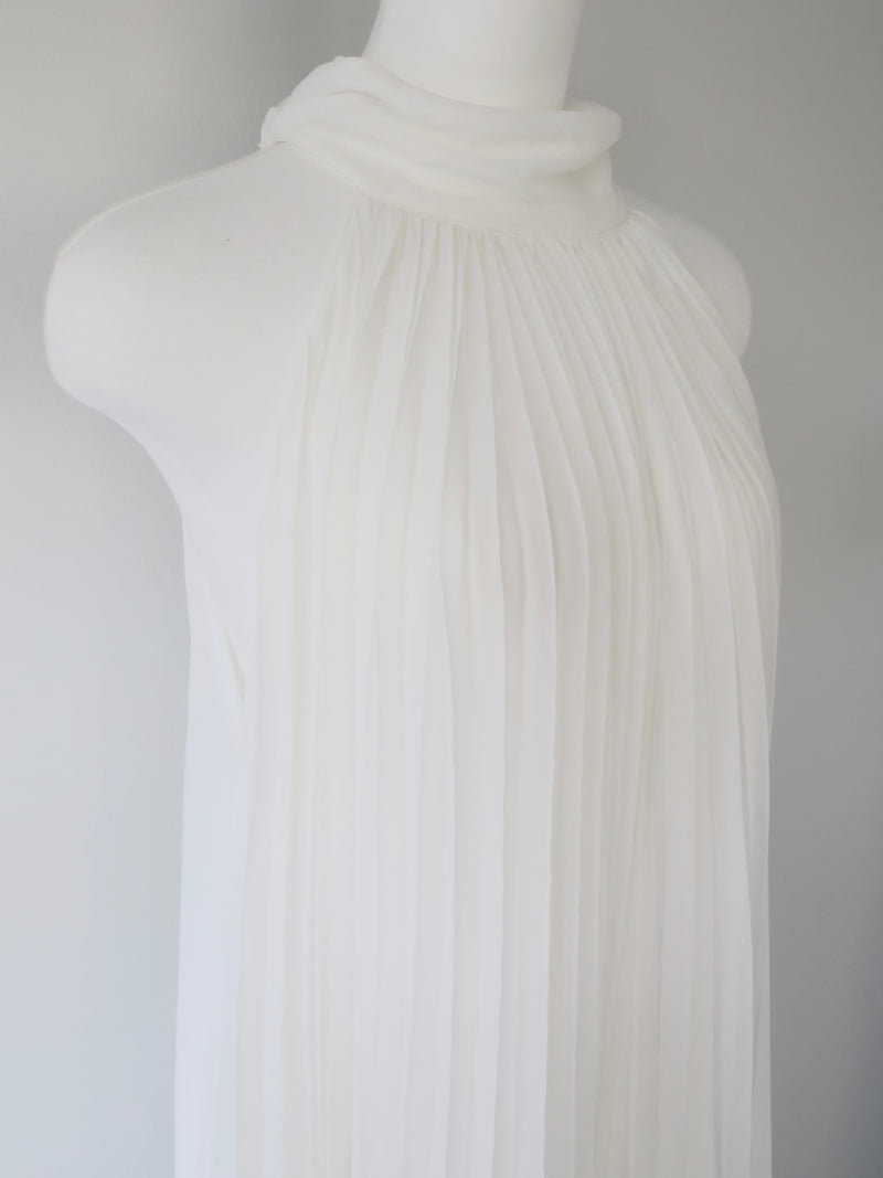 pleated halter maxi dress
