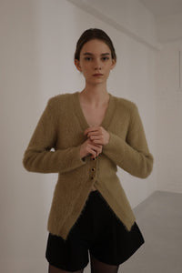 angora slim knit cardigan