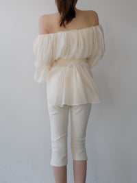 shirring off-shoulder blouse