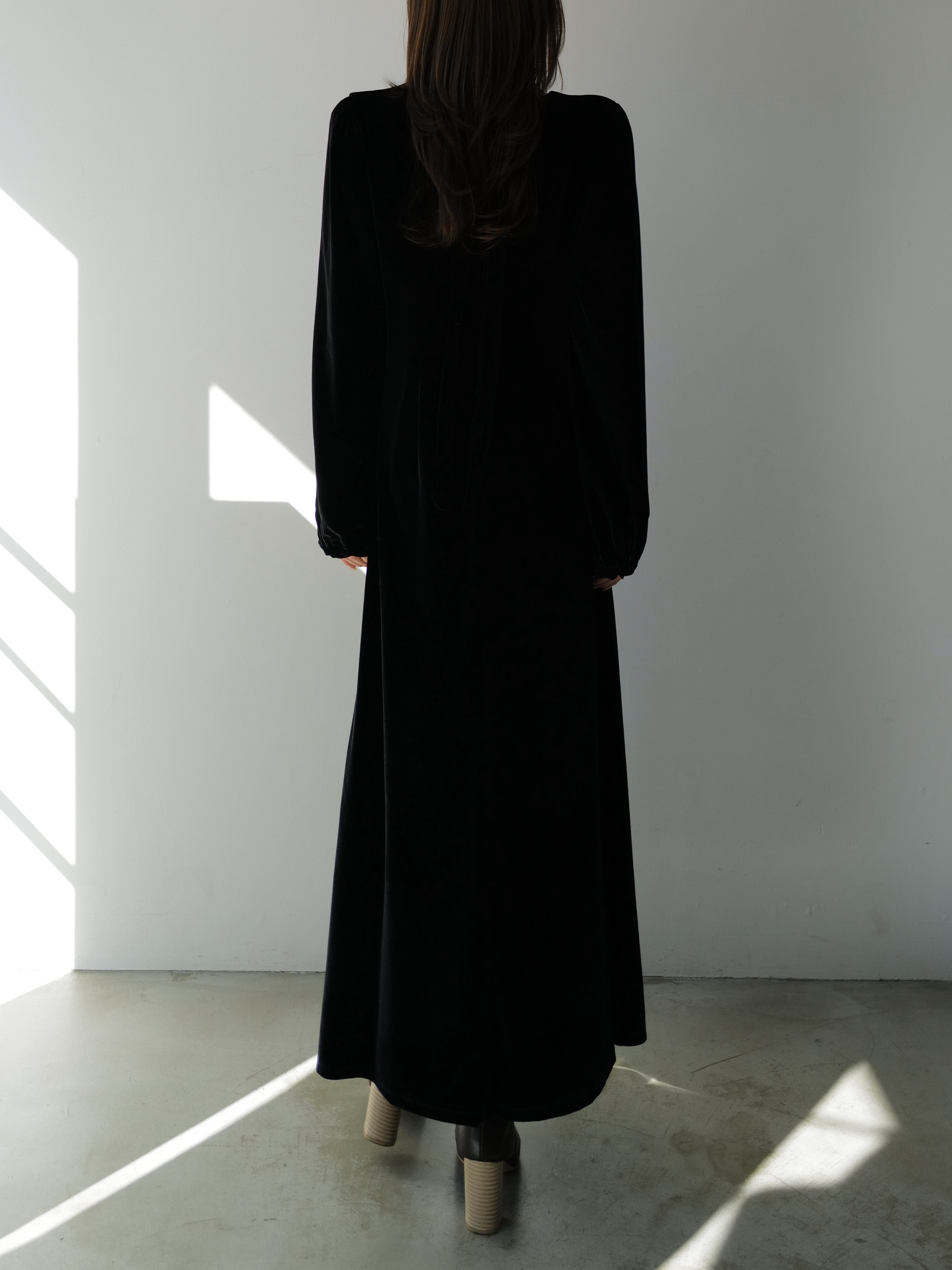 velour tie flare dress