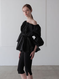 shirring off-shoulder blouse