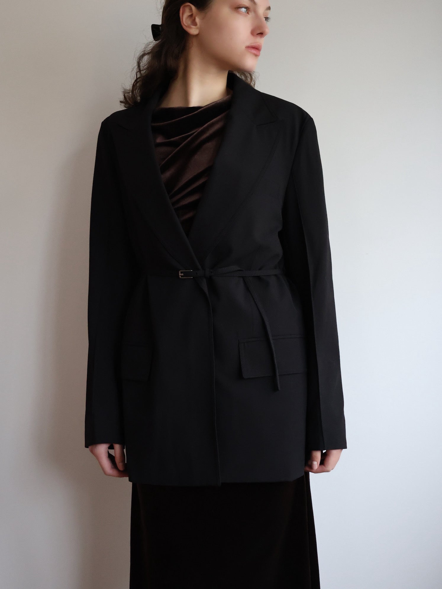 wool belted tailored jacket