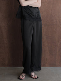 lace layered satin pant