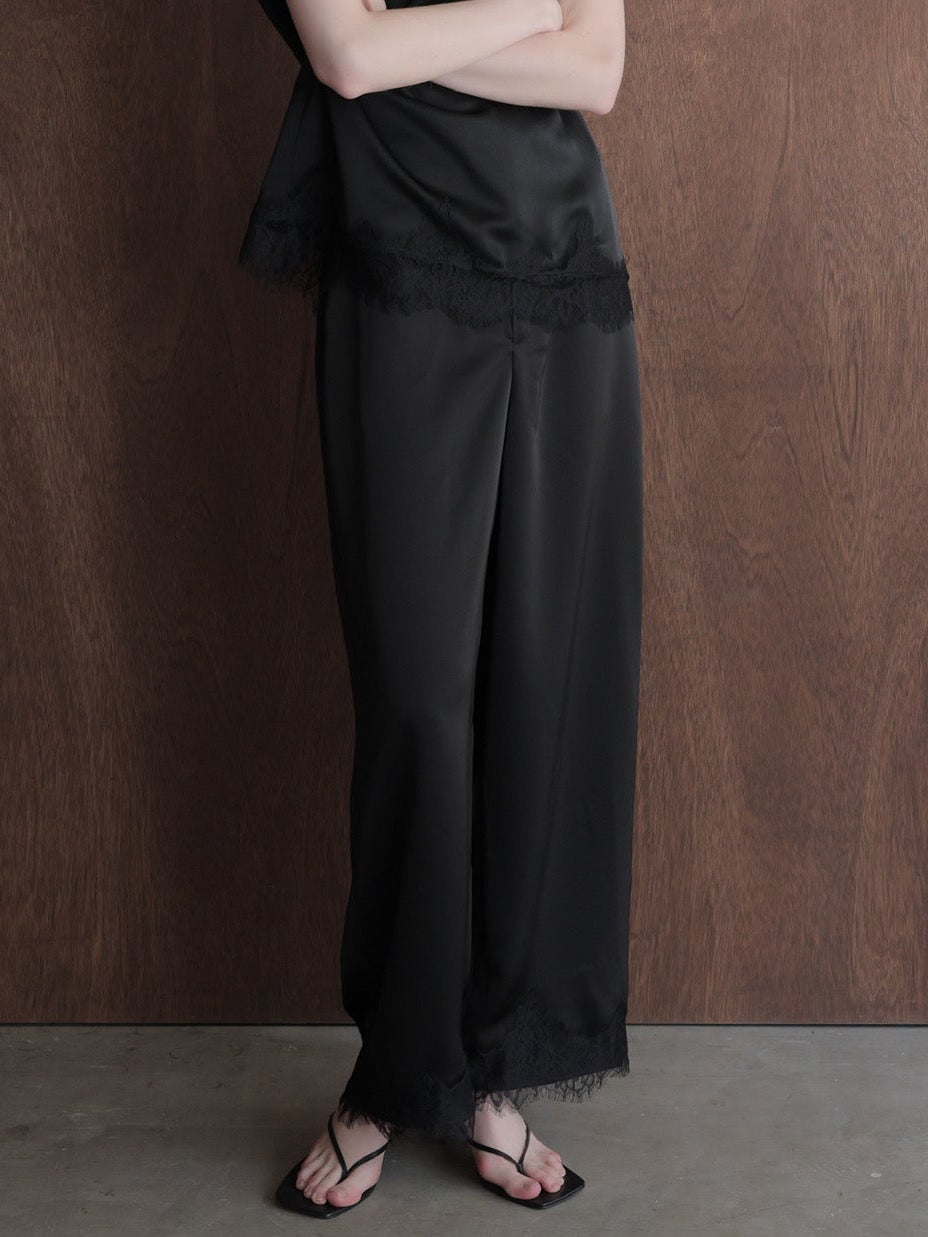 lace layered satin pant