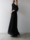strap shirring long dress
