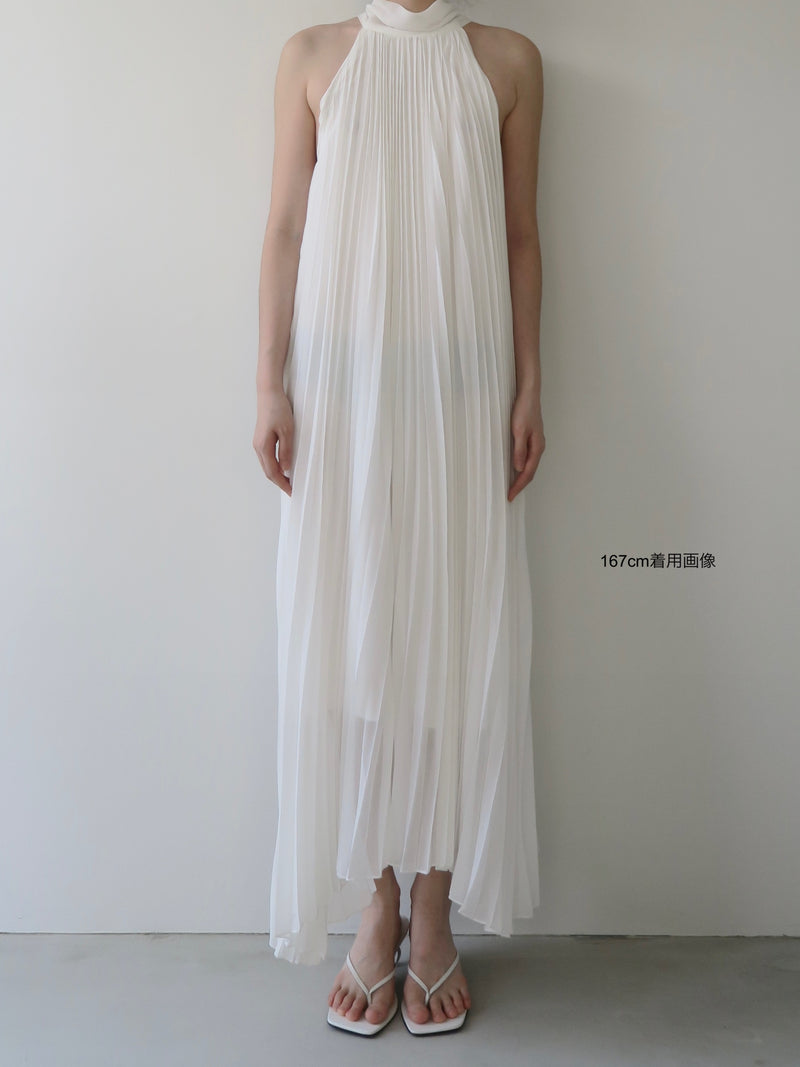 pleated halter maxi dress