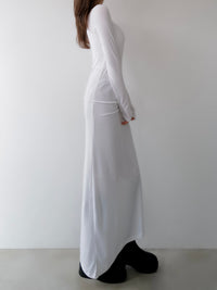 silky fitted off shoulder long dress