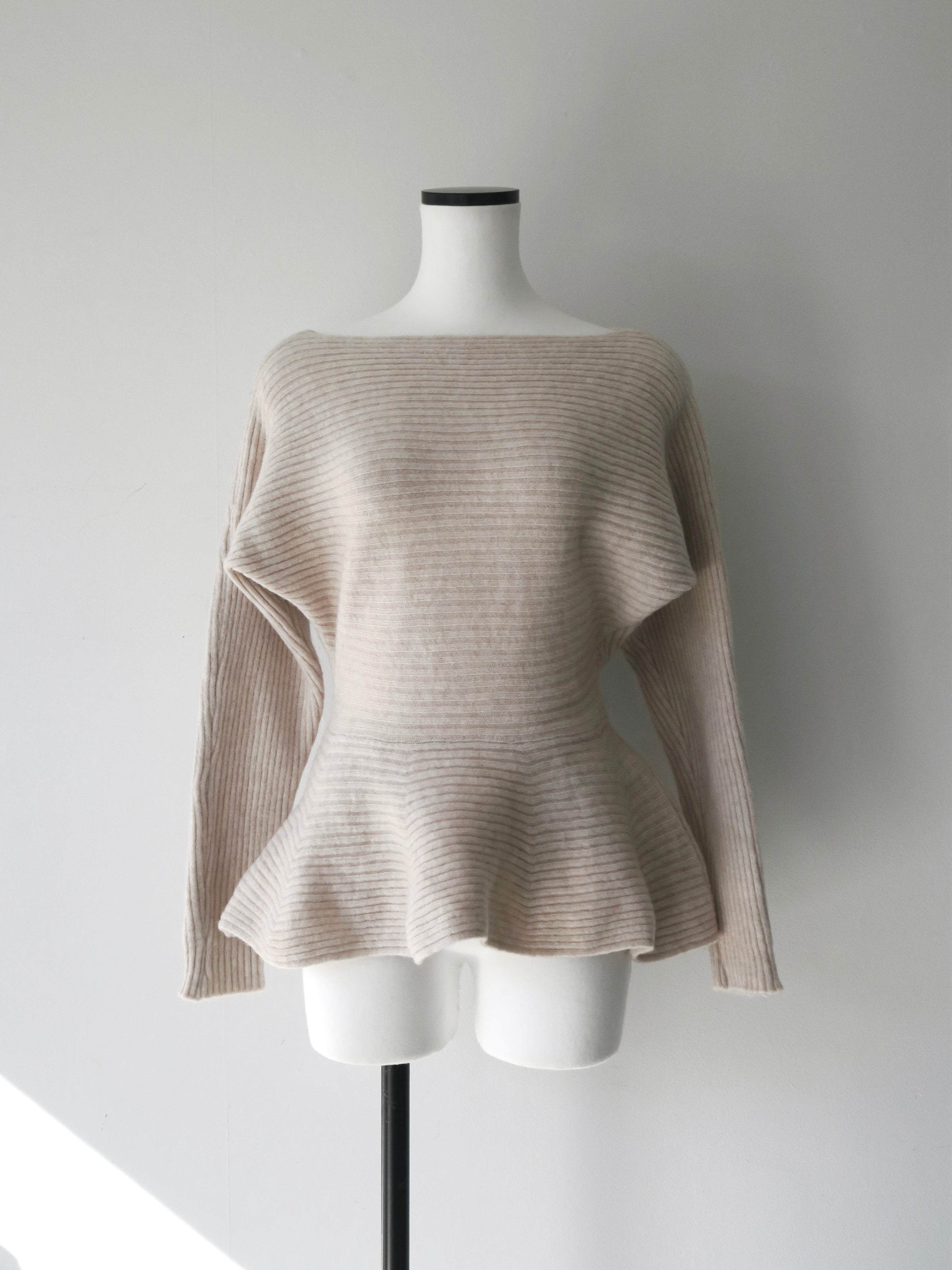 textured peplum knit set