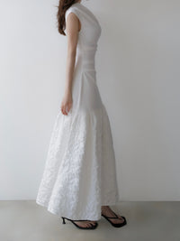 off-shoulder jacquard maxi dress
