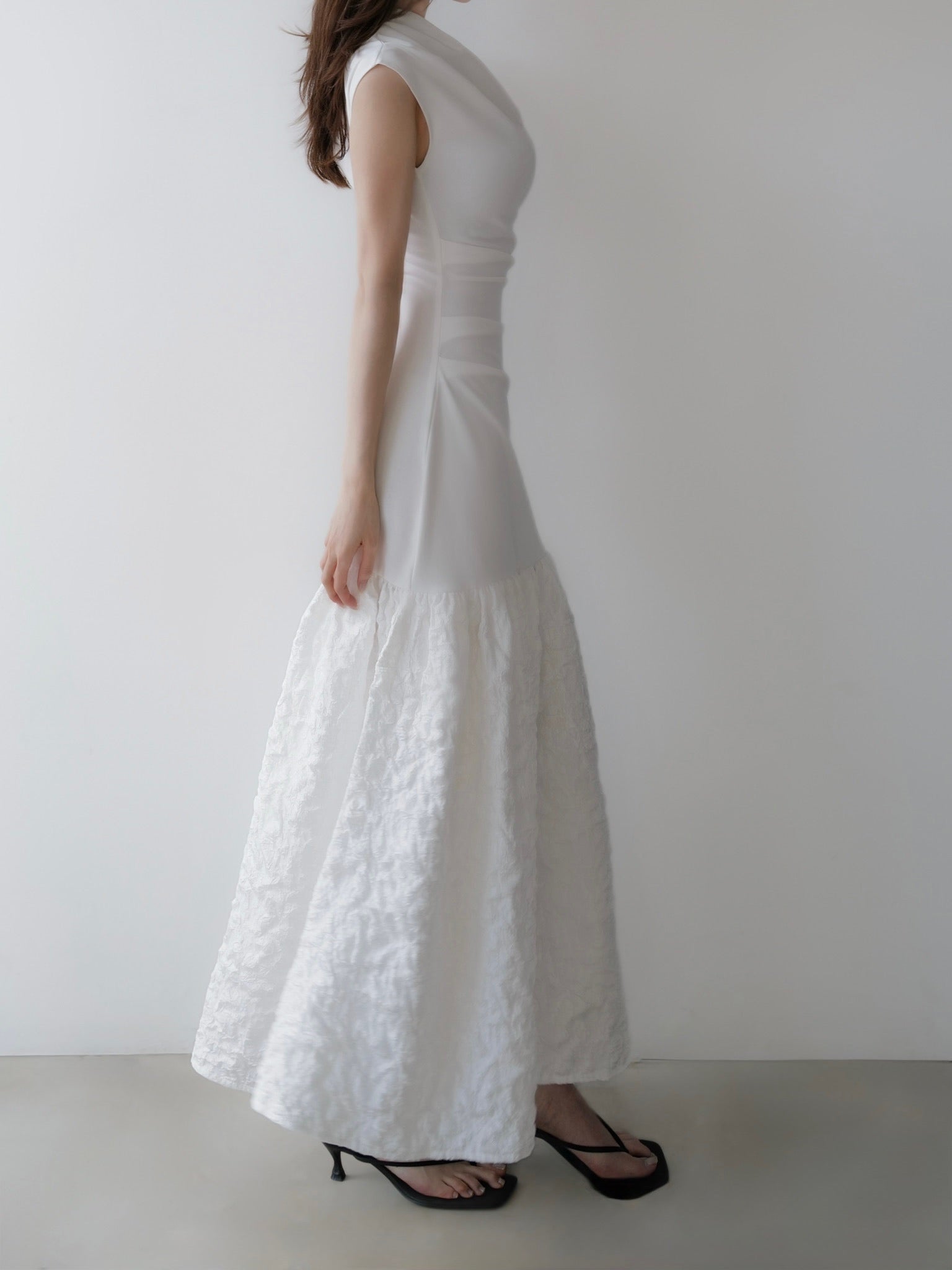 off-shoulder jacquard maxi dress