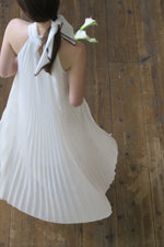 pleated halter maxi dress