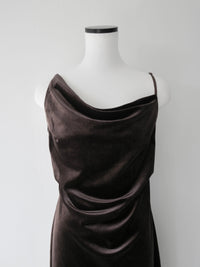 velour asymmetry drape cami dress