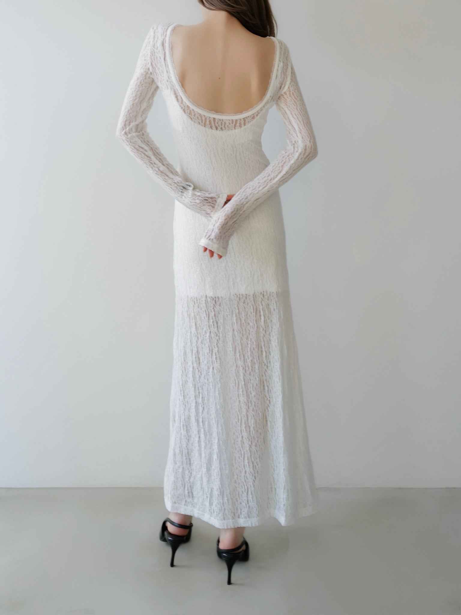 romantic lace sheer back dress