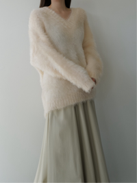 fuzzy v neck sweater