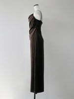 velour asymmetry drape cami dress