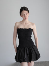 volume flare mini dress