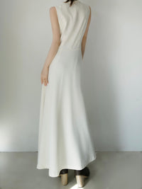 shawl collar sleeveless dress