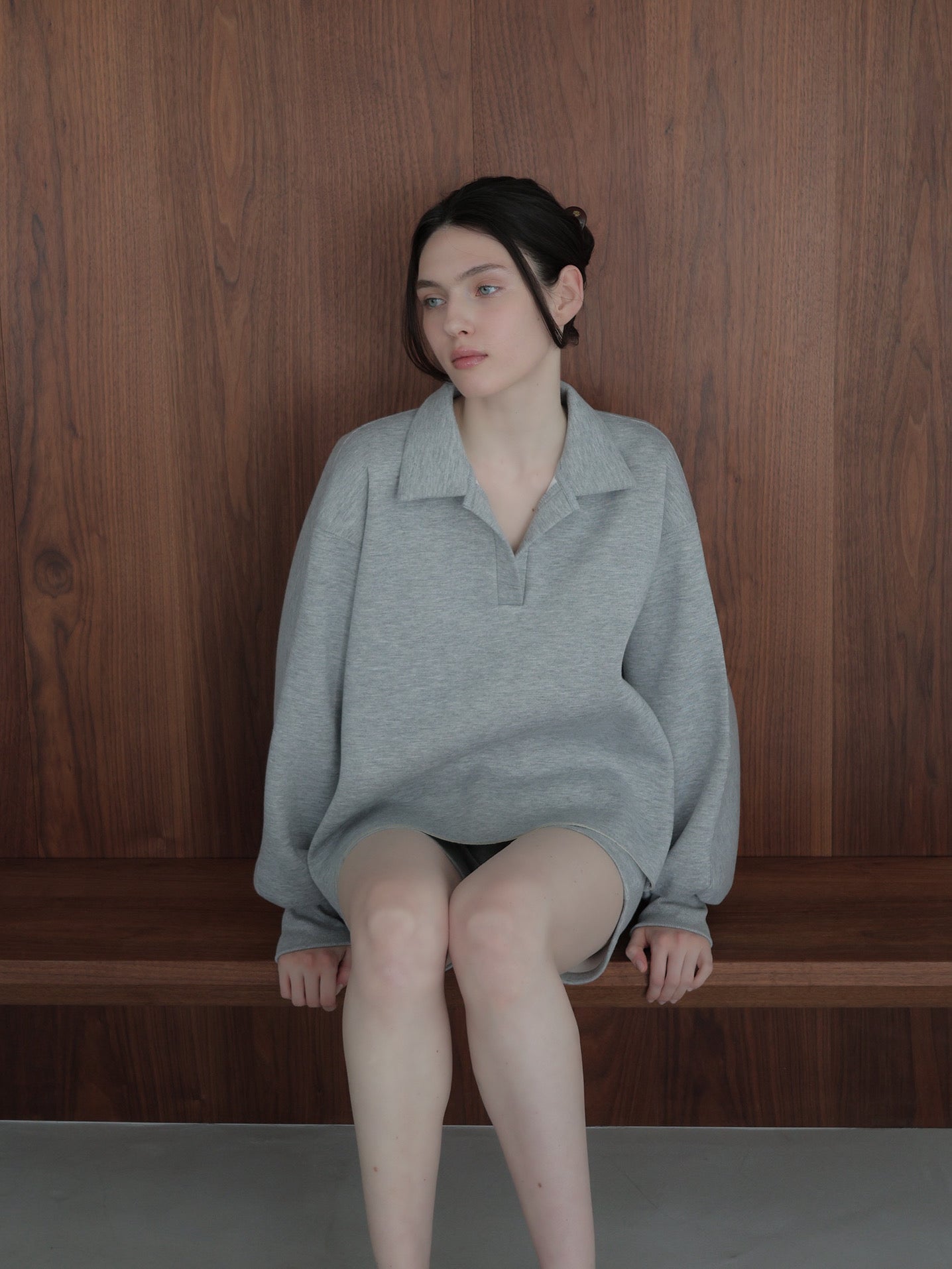 open neck sweat top