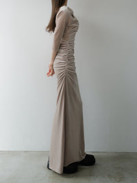 shirring drape velour dress