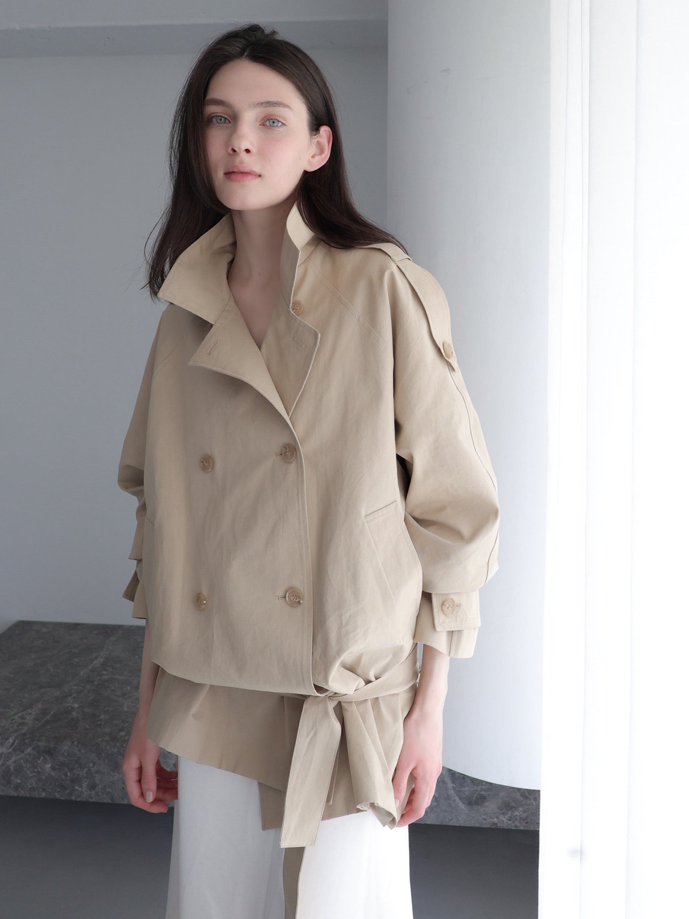 modern short trench coat