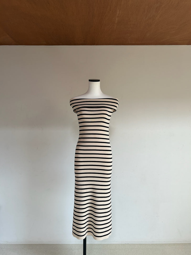 off shoulder stripe dress