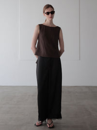 back ribbon linen blouse
