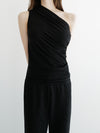 one shoulder ruched tank