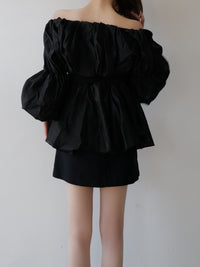 shirring off-shoulder blouse