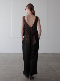 back ribbon linen blouse